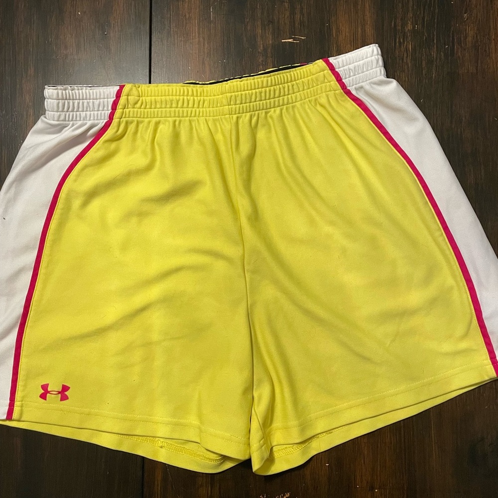 Highlighter yellow under armour shorts